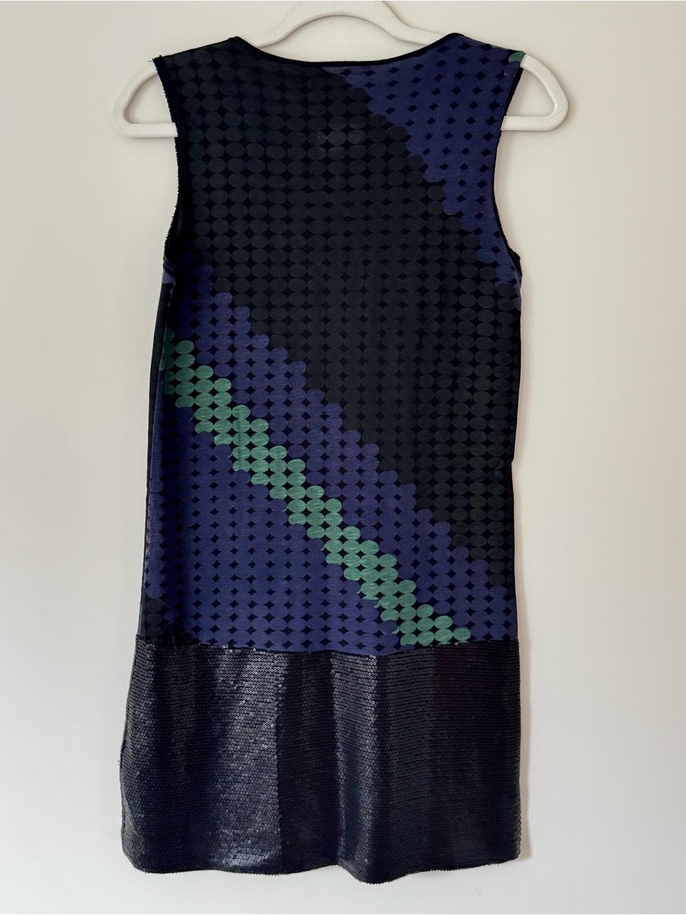 Custo Barcelona Y2K Geometric Sequin Mini Dress, Black, Navy, Green – Size 1, XS - Picture 5 of 7